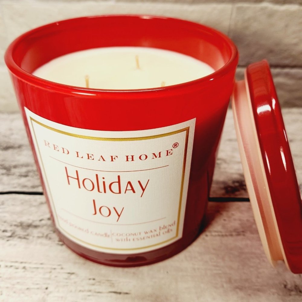 Red Leaf Home 24 oz Holiday Joy Hand Poured Christmas Candle Coconut Wax Blend